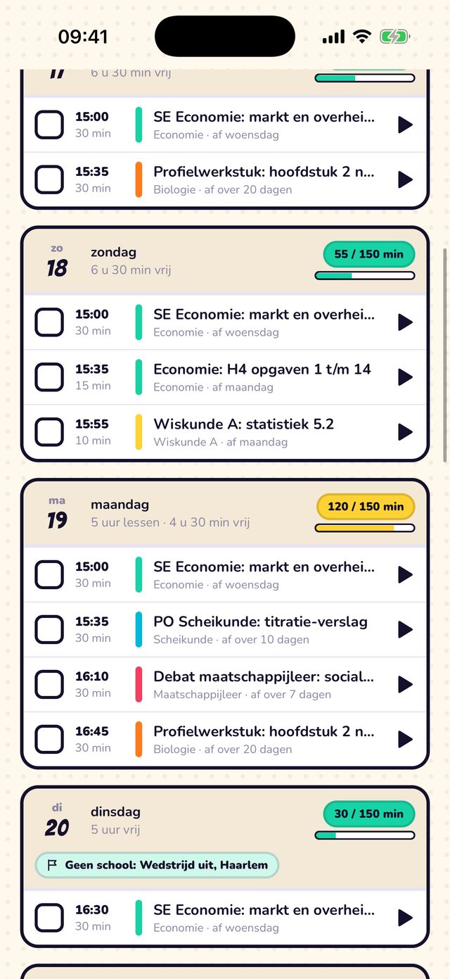 De slimme planning met blokken per dag en de werkdruk
